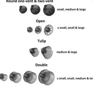 Widex Easywear Ear Tips – Open, Tulip, Round, Sleeve, and Double types in multiple sizes, pack of 10 pcs.
